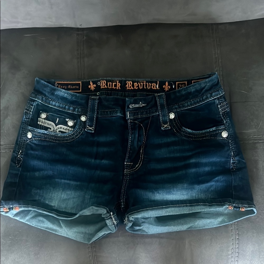 Rock Revival Blue Jean Shorts Distressed Cut-Off Style
